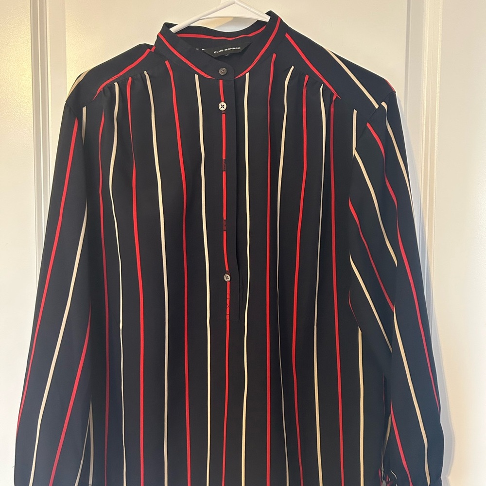 Club Monaco Red and Blue Striped Blouse